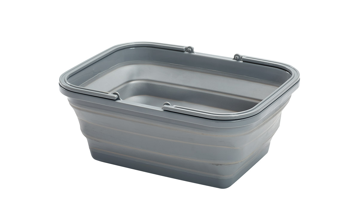 Bassine Vaisselle Pliable FACULX - Portable, Multifonction Pour Voyage, Camping, Cuisine (Blanc+Gris, M)
