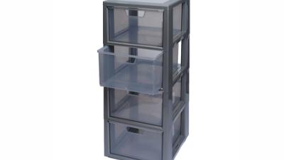 Drawer Organizer for Double Door Cabinet, Grey Storage
